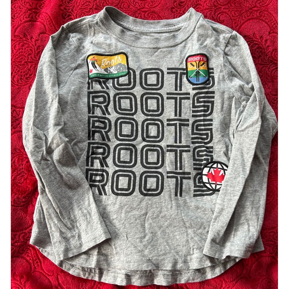 Roots Kids Gray Long Sleeve Graphic T-Shirt‎ 5T Banff Lake Louise